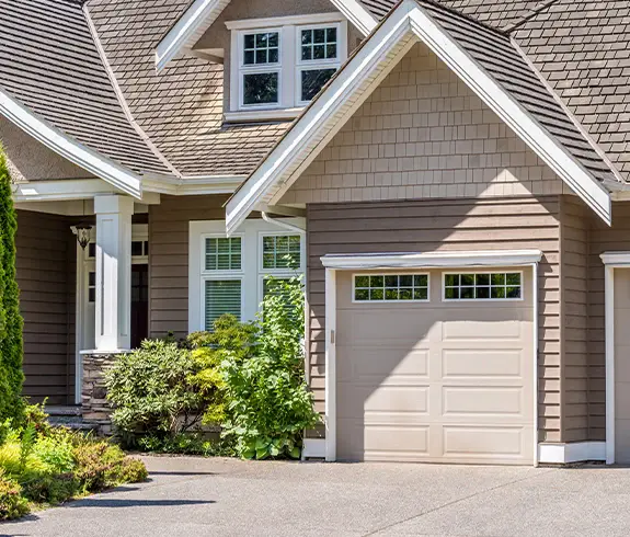 Home with a new garage door